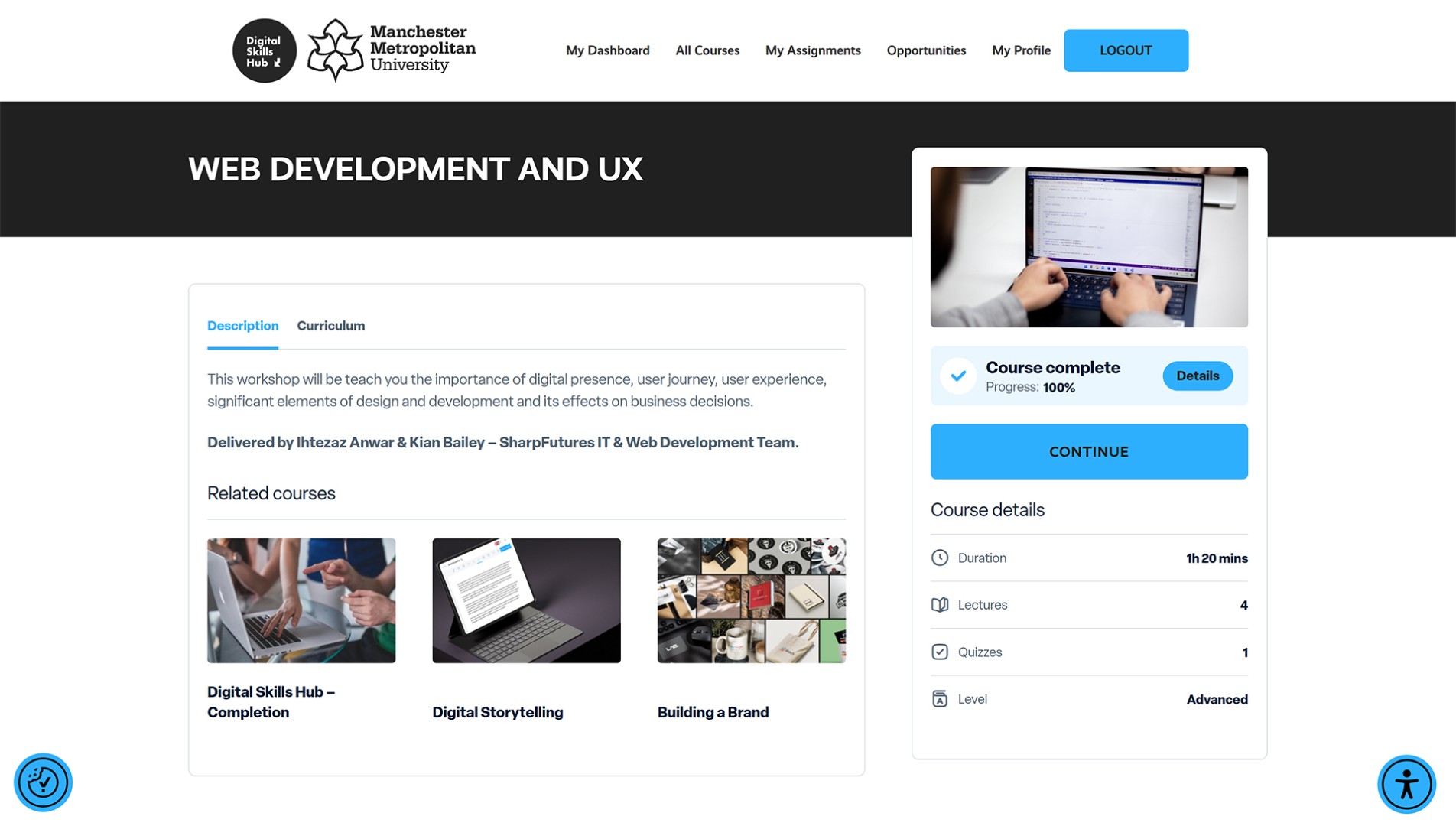 Digital Skills Hub Course Page Screenshot