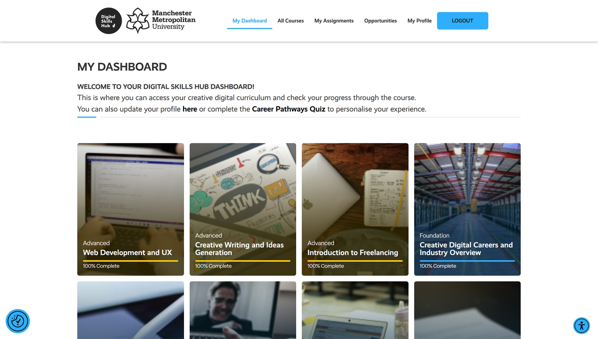 Digital Skills Hub Dashboard Screenshot